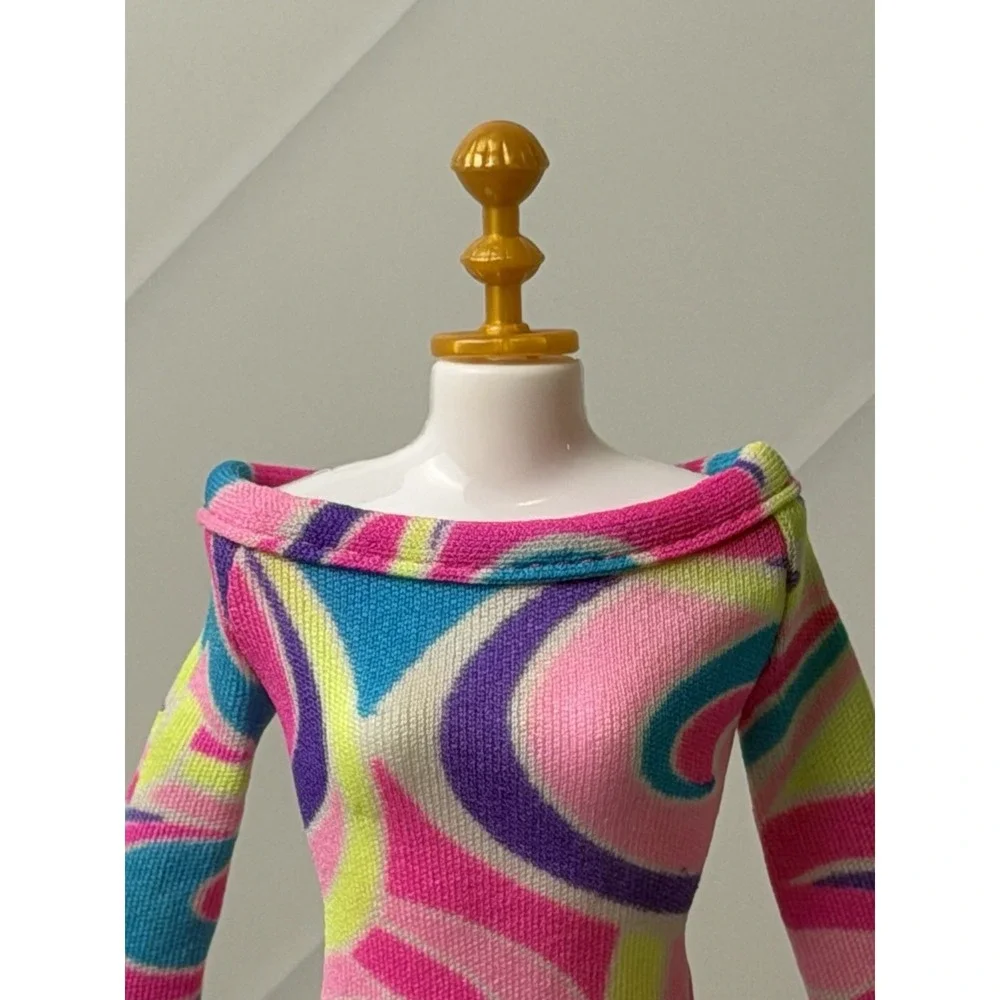 Vintage Barbie Doll Totally Hair Dress ONLY Pink Teal Purple 90s Neon Swirl